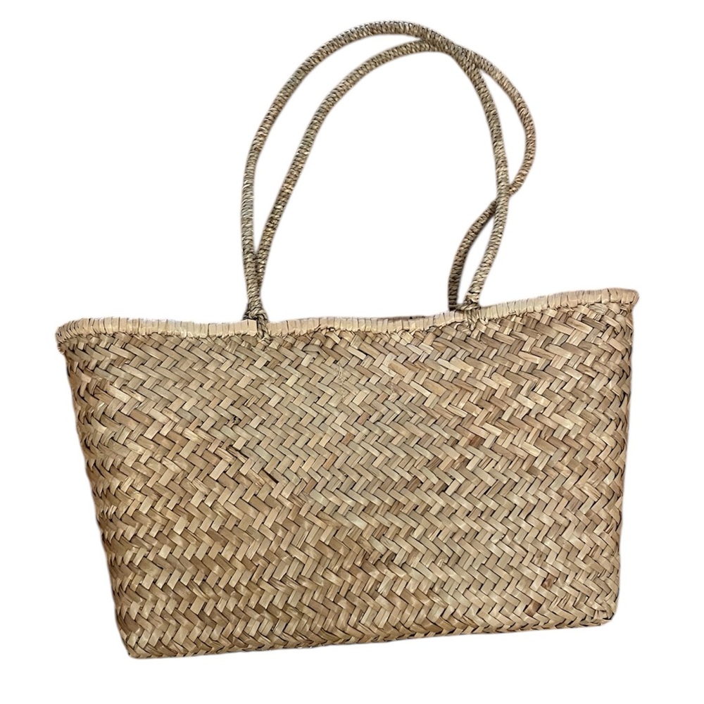 Pull and Bear Natural Fiber Straw Summer Beach Tote Bag